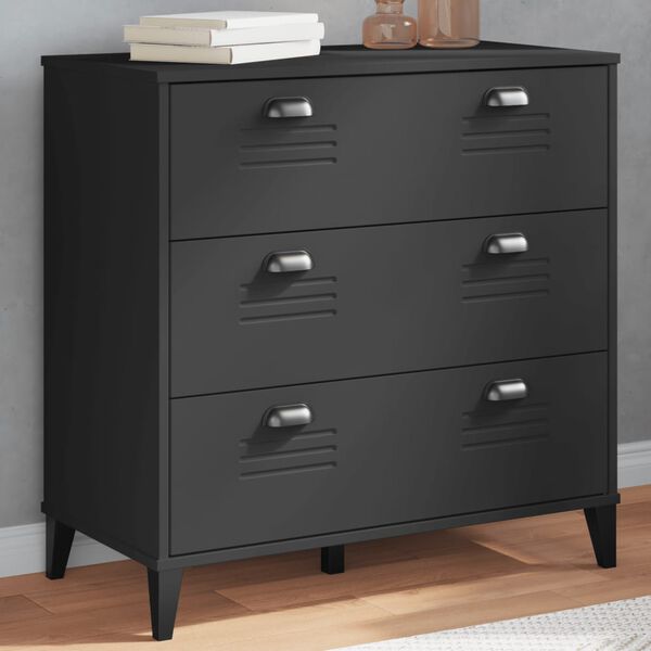 vidaXL Drawer Chest Black Engineered wood, Plastic Drawer Cabinet
