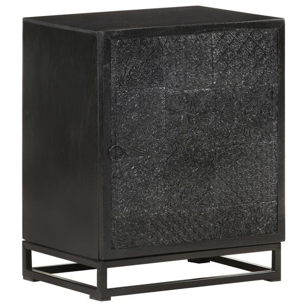 vidaXL Bedside Cabinet Black Solid acacia and mango wood 15.7x11.8x19.7 in