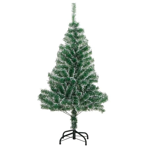 vidaXL Artificial Christmas Tree Green and white PET, metal 47.2 in