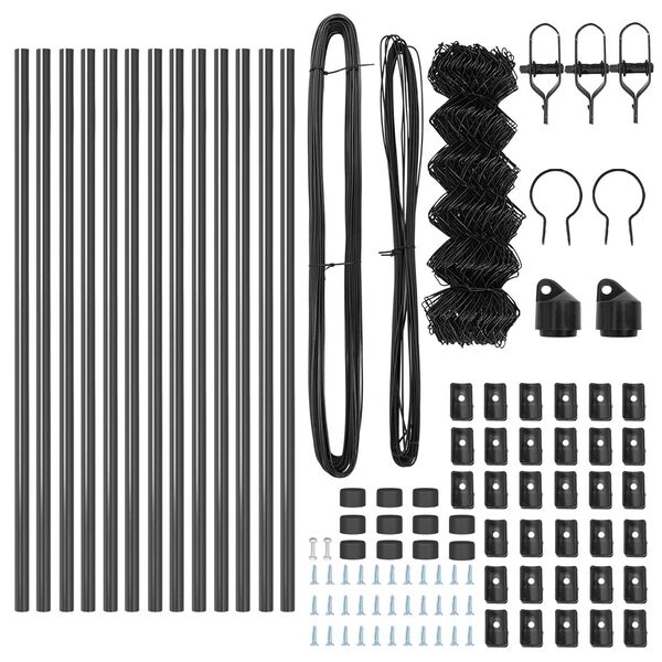 vidaXL Fence Post Grey 82.02 x 1.31 ft (1.57 x 1.57 in mesh)