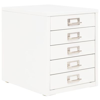 vidaXL Filing Cabinet with 5 Drawers Metal 11"x13.8"x13.8" White
