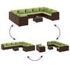 vidaXL Patio Sofa Set Brown PE rattan, powder-coated steel, tempered glass