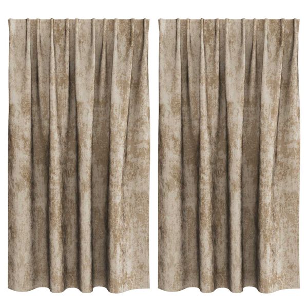 vidaXL Curtain with Curtains 2 pcs Champagne 55.1" x 55.1" Velvet