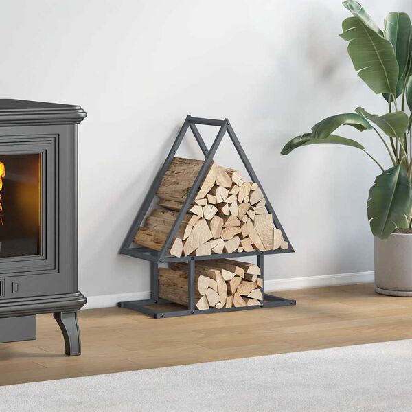 vidaXL Firewood Rack Anthracite 19.7x9.8x23.6" Cold-rolled steel