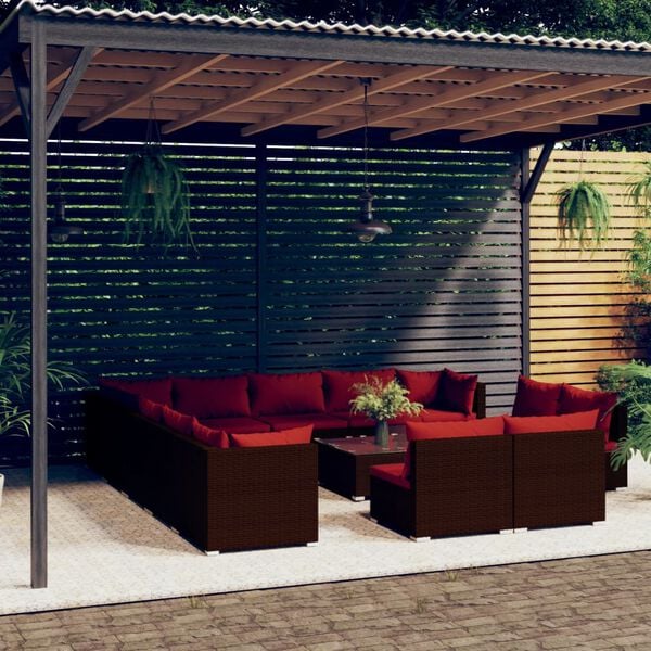 vidaXL Garden Lounge Set Brown, Cinnamon Red