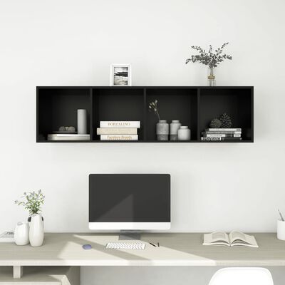 vidaXL Wall-mounted TV Cabinet Black 14.6"x14.6"x56.1" Chipboard