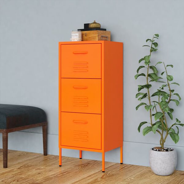 vidaXL Storage Cabinet Orange Steel Medium Levelers Storage Cabinet