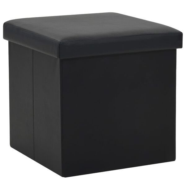 vidaXL Storage Stool Black Faux leather, MDF, Foam Medium Foldable
