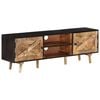 vidaXL TV Cabinet Natural wood, Black Rough Mango Wood, Solid Acacia Wood