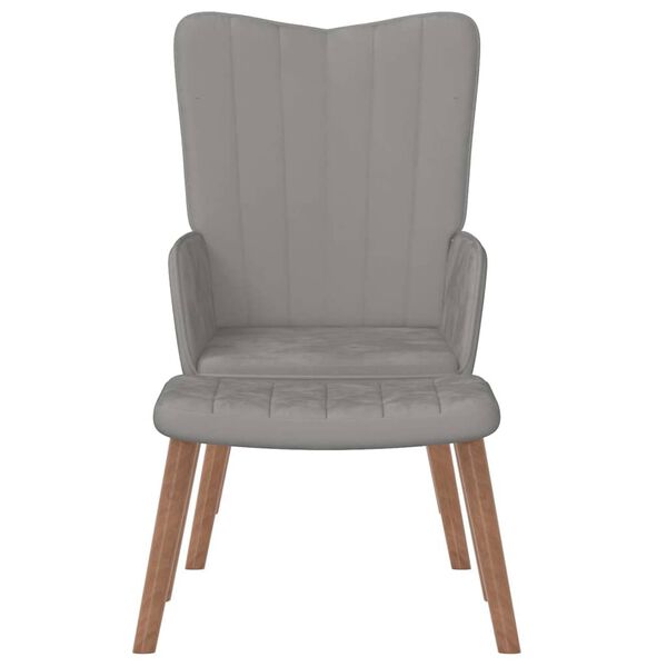 vidaXL Relaxing Chair With Stool Light gray Velvet (100% polyester)