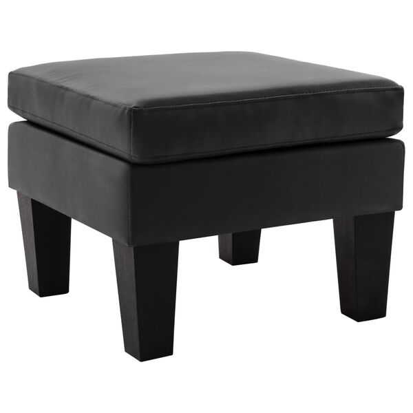 vidaXL Footstool Black Faux Leather, Solid Pine Wood Compact Simple
