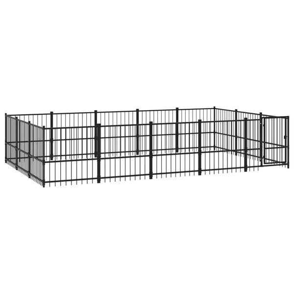 vidaXL Dog Kennel Black Powder-coated Steel 151.7 sq ft Dog Kennel