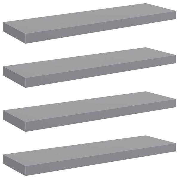 vidaXL Wall Shelf Set of 4 Grey Honeycomb MDF, metal 31.5 x 9.3 in