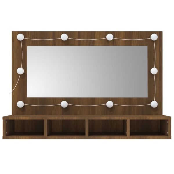 vidaXL Mirror Cabinet Brown Oak Engineered wood, acrylic 35.4x12.4x24.4 in