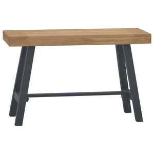 vidaXL Bench Brown and Black Solid Teak Wood 31.5 in Durable Bench