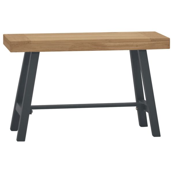vidaXL Bench Brown and Black Solid Teak Wood 31.5 in Durable Bench