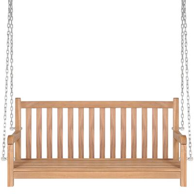 vidaXL Swing Bench with Red Cushion 47.2" Solid Wood Teak