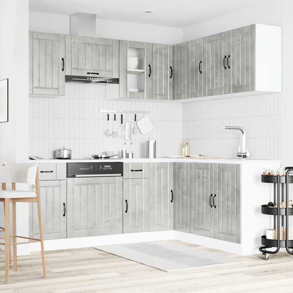vidaXL Kitchen Cabinet Set Concrete Grey Engineered Wood Large