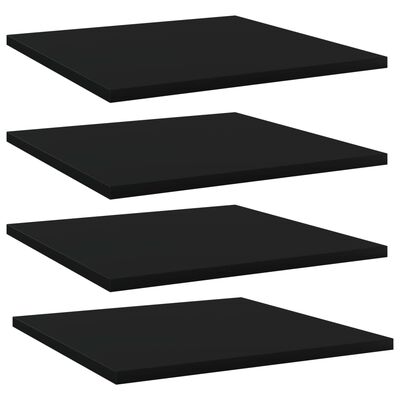 vidaXL Bookshelf Boards 4 pcs Black 15.7"x15.7"x0.6" Engineered Wood