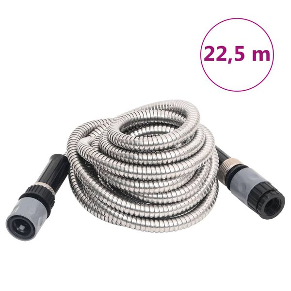 vidaXL Garden Hose Silver Stainless Steel 74.0ft Garden Hose Stylish