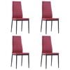 vidaXL Kitchen Dining Set Wine Red Tempered Glass, Iron, Faux Leather, Wood