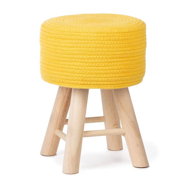 KidsDepot Stool Yellow Cotton rope and beech wood 11.4 in x 15.4 in