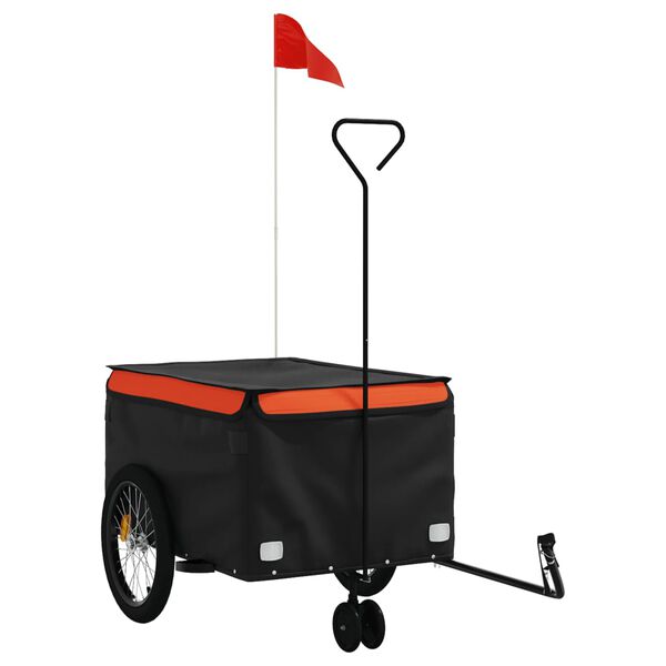 vidaXL Bike Trailer Black and Orange 99.2 lb Iron
