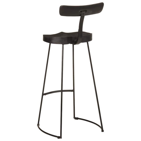 vidaXL Bar Stool Set of 2 Black Solid mango wood, iron Medium Footrest