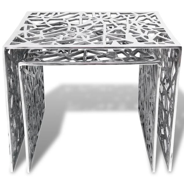 vidaXL Side Table Set of 2 Silver Aluminum Small Lightweight
