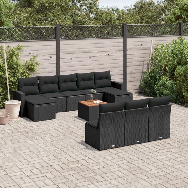 vidaXL Garden Sofa Set Black