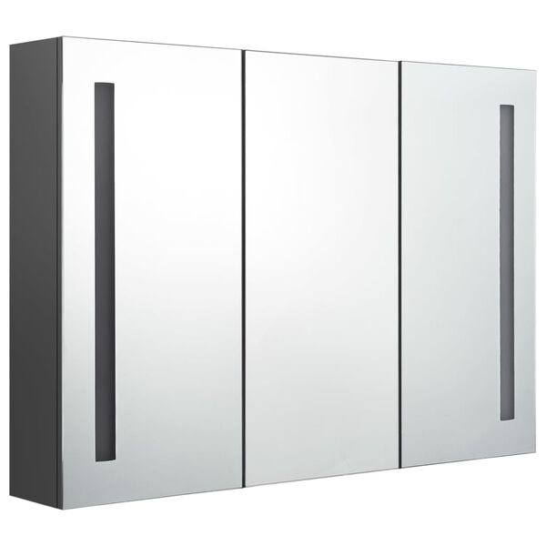 vidaXL Bathroom Cabinet Grey MDF in melamine finish, glass mirror Medium