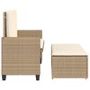 vidaXL Patio Bench with Cushions and Footstool Beige Poly Rattan