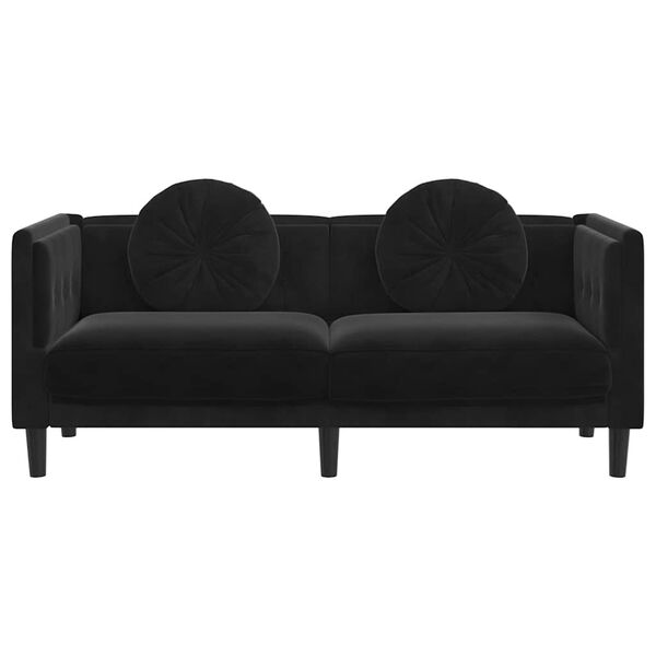 vidaXL Sofa Black Velvet (100% polyester), plywood, solid wood 2-seater