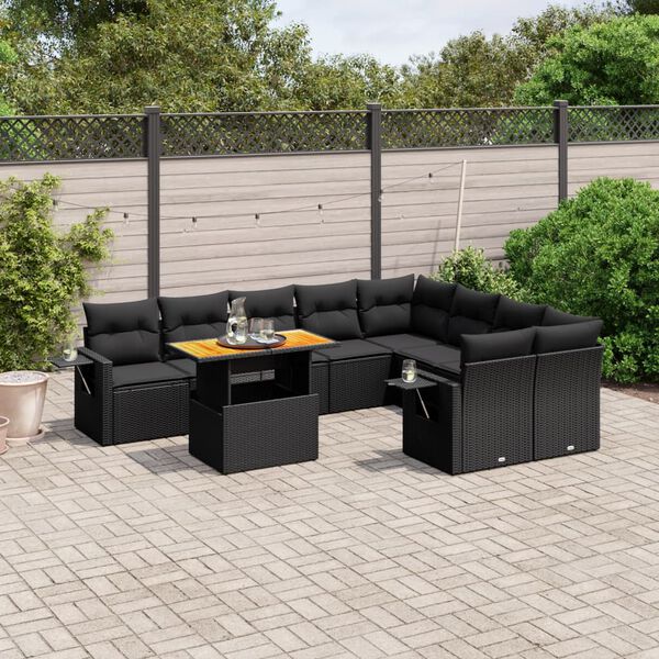 vidaXL Garden Sofa Set Black