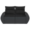 vidaXL Garden Sofa Black Poly Rattan 2-Seater Modular Garden Sofa
