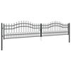 vidaXL Fence Gate with Spear Top Black 159.8"x 29.5" Powder-coated Steel