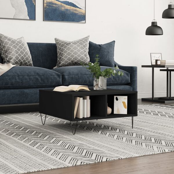 vidaXL Coffee Table Black Engineered wood Medium Coffee Table Square