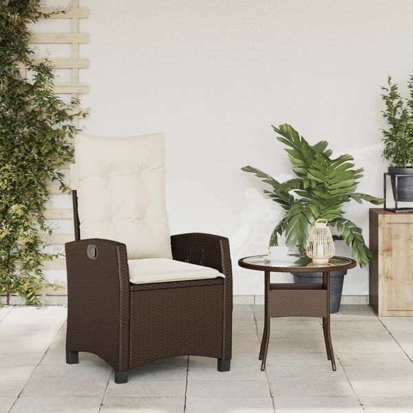vidaXL Reclining Garden Chair Brown, Cream White