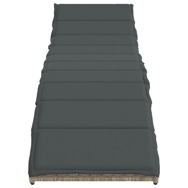 vidaXL Sun Lounger Light Grey PE Rattan Single Adjustable Armrests