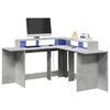 vidaXL Desk Concrete Gray Engineered Wood L-shaped, Corner size Desk