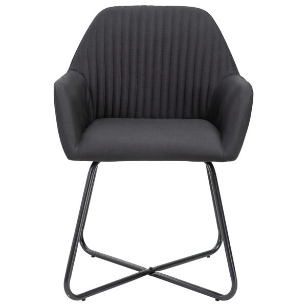 vidaXL Dining Chair Set of 2 Black Fabric and powder-coated steel