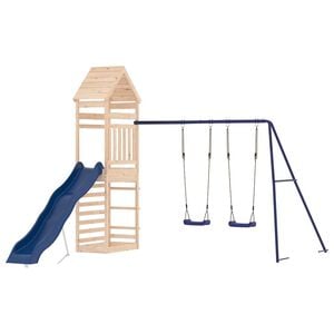 vidaXL Outdoor Playset Natural wood, Blue Solid pine wood, Polypropylene