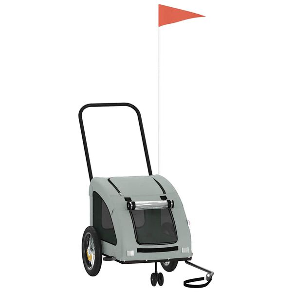 vidaXL Pet Bike Trailer Grey Oxford Fabric and Iron Foldable