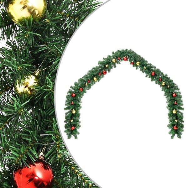 vidaXL Christmas Garland Green, Gold, Red PVC 16.4 feet
