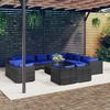 vidaXL Garden Lounge Set Grey with dark blue cushions