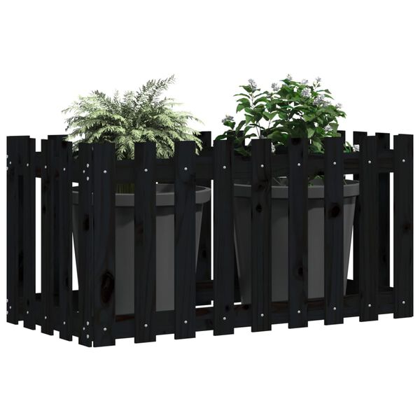 vidaXL Garden Raised Bed Black Solid Pine Wood 39.4 x 19.7 x 27.6 in