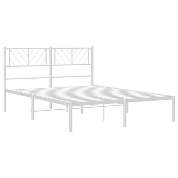 vidaXL Metal Bed Frame White Steel 47.2 x 78.7 in Metal Bed Frame