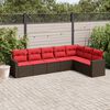 vidaXL 7 Piece Patio Sofa Set with Cushions Brown Poly Rattan