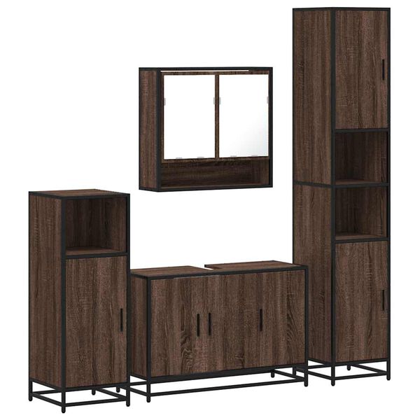 vidaXL Bathroom Furniture Set Brown Oak Engineered wood, metal Large
