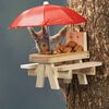 HI Squirrel Feeder With Umbrella Beige, Red Fir wood, Nylon Small